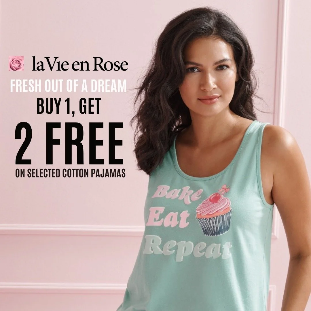 Fresh out of a dream💤💤💤
Buy 1 Get 2 FREE on select Cotton Pajamas, on now at la Vie en Rose!