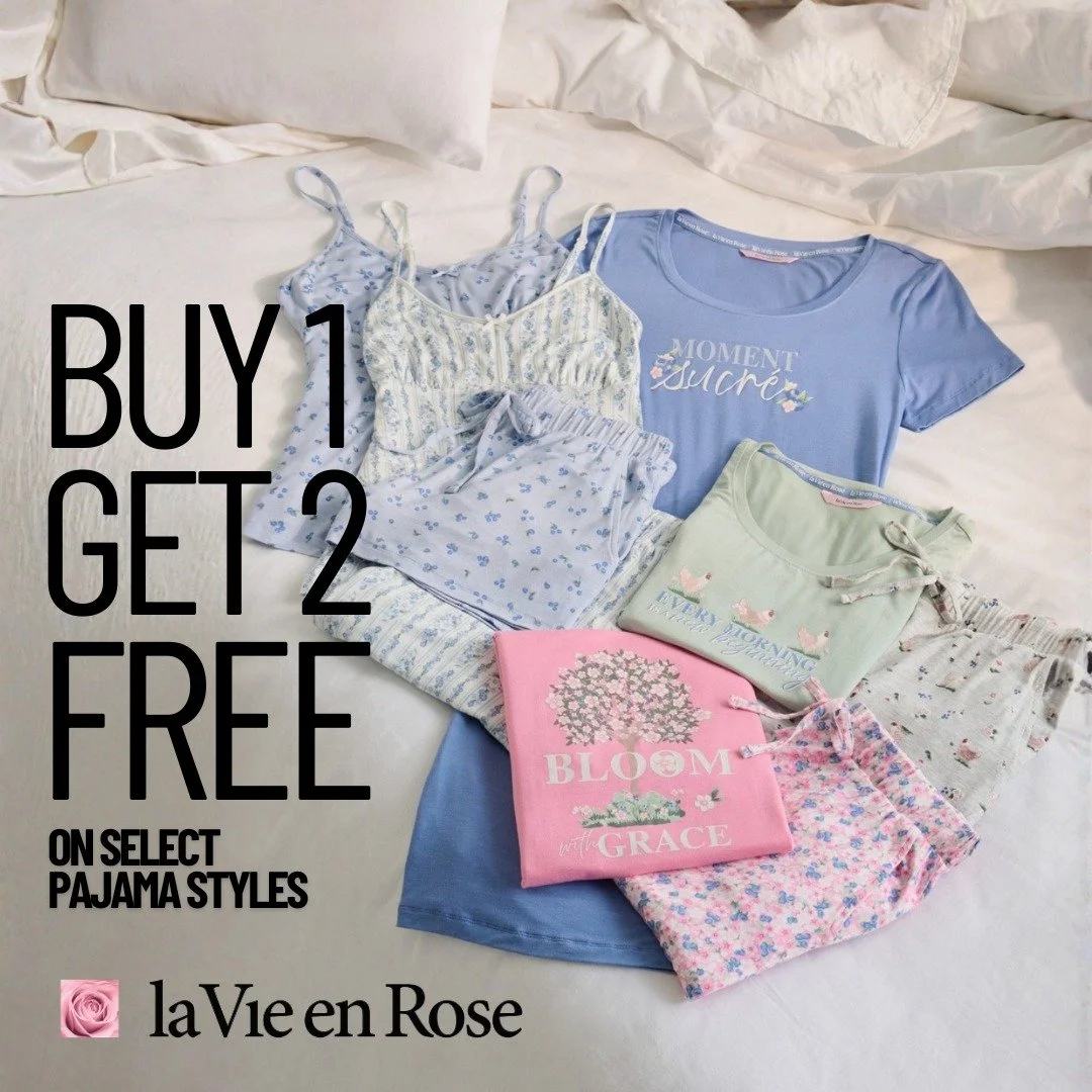 Sweet dreams start here💤
Buy 1, Get 2 FREE on select pajamas at La Vie en Rose!