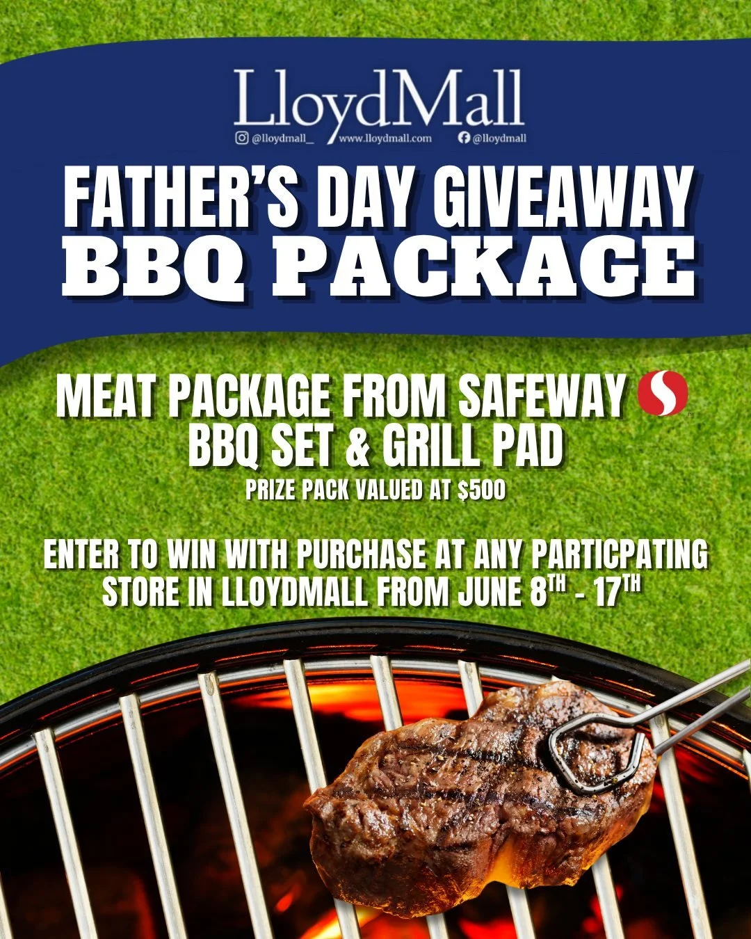 🔥 Father's Day BBQ Package Giveaway! 🔥

Just in time for Father's Day, we're giving away the ultimate BBQ prize package valued at $500!

One lucky winner will receive:
🥩 A Meat Package from Safeway
🍔 A BBQ Tool Set
🔥 A Grill Pad

Enter to Win wi
