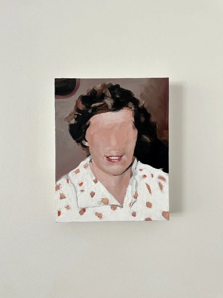 “Study of a woman’s Head” 2022, Oil on cradled wood panel 20.5x25.5cm.