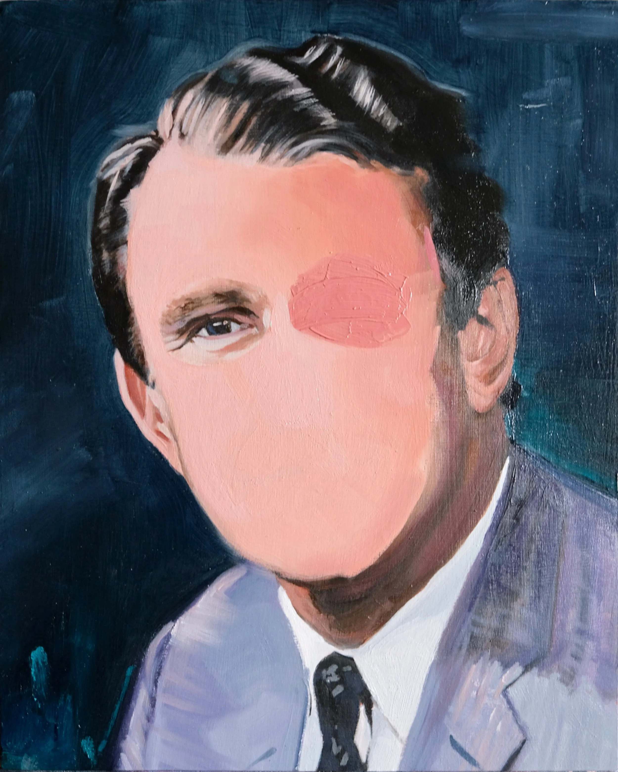 “Head study VI” 2023, Oil and Polymer on cradled wood panel 35.5x28.5cm.