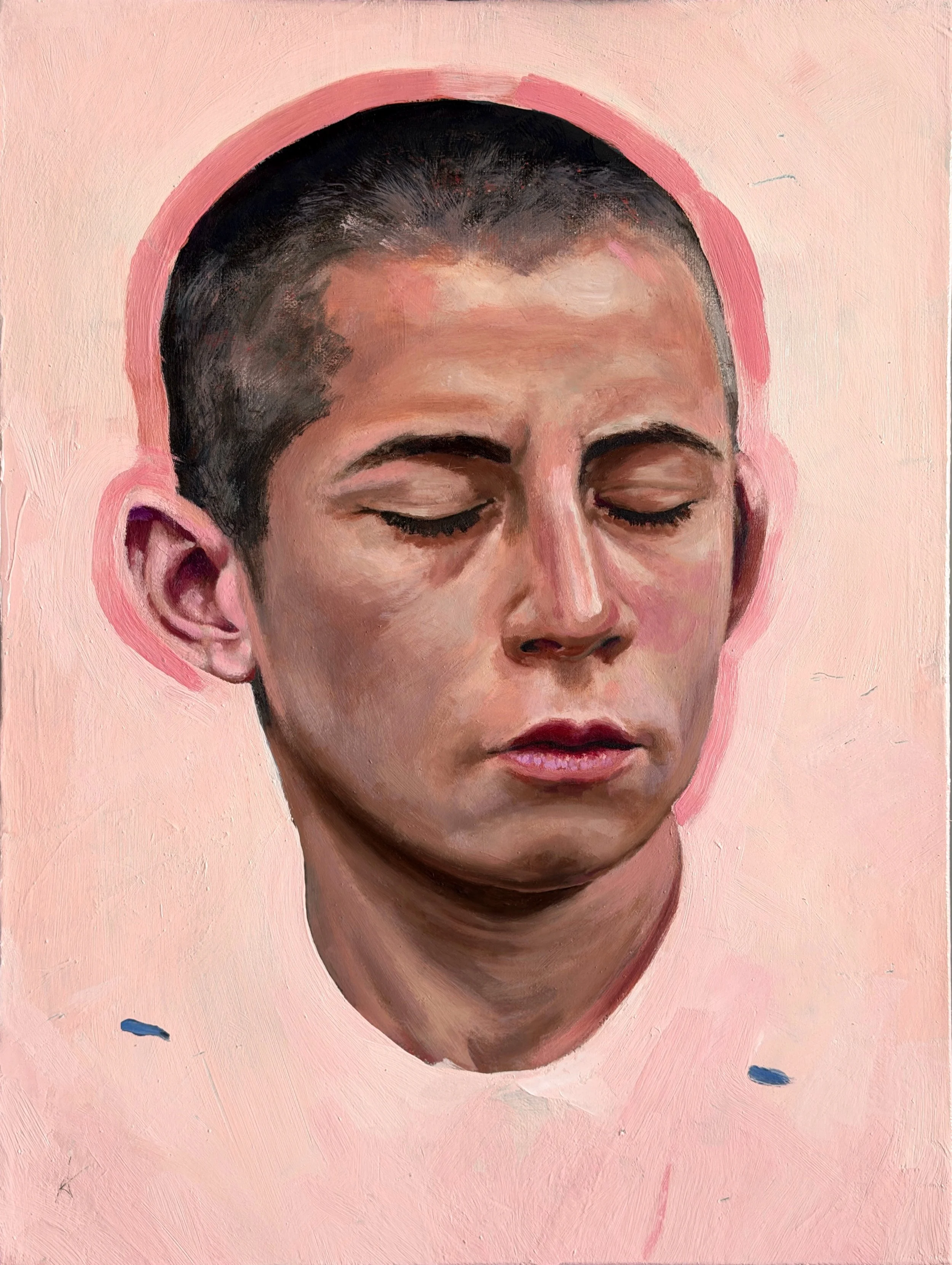 “Untitled (boys head)”, 2026. Oil on canvas, 30.5x40.5cm.
