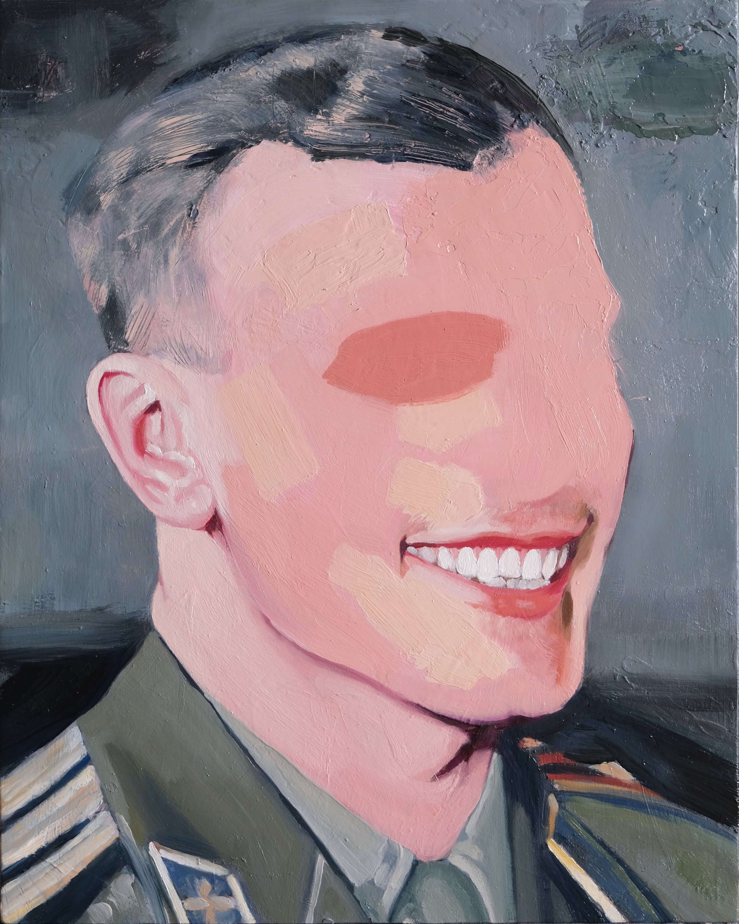 “Head study” 2023, Polymer and Oil on cradled wood panel 35.5x28.5cm.