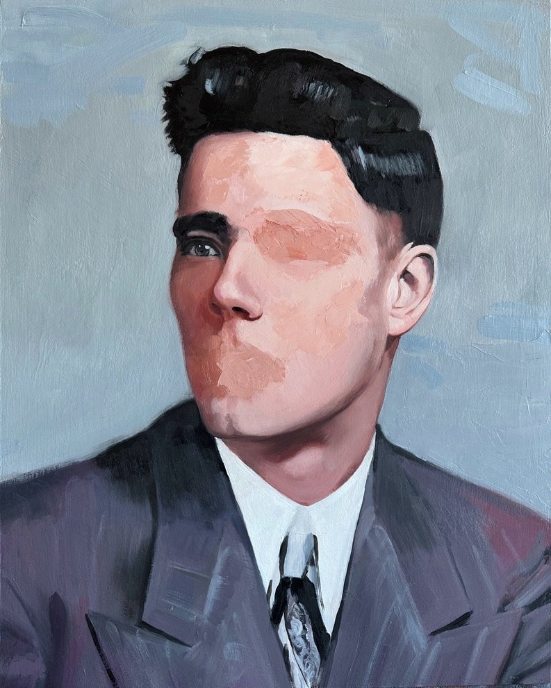 “Head study II” 2023, Oil an Polymer on cradled wood panel 40x50cm.