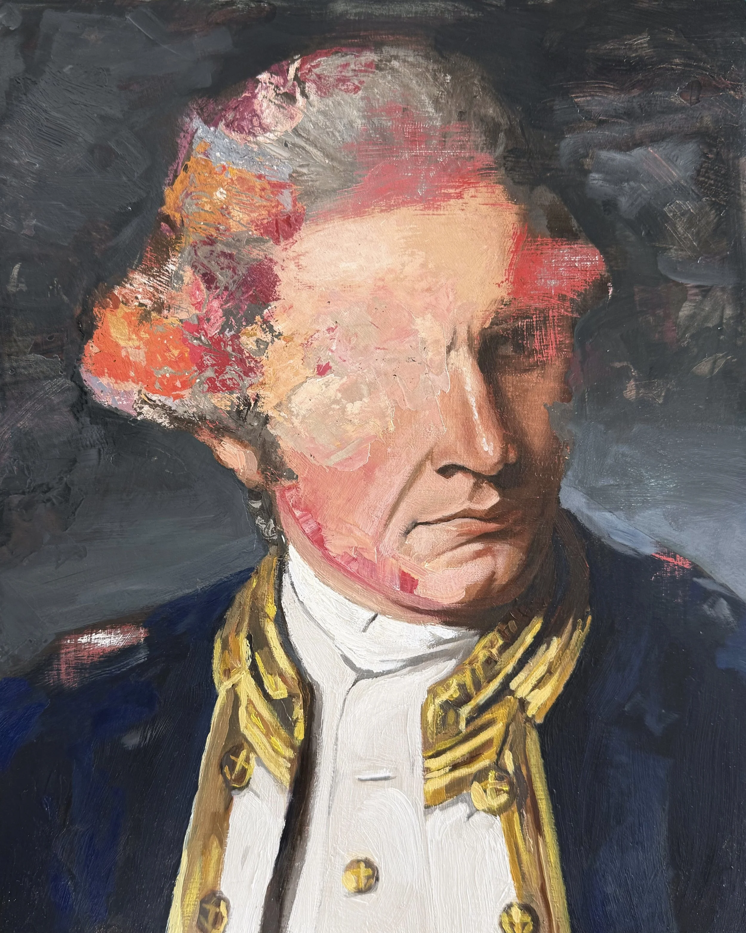 “Study for a Portrait II (After Nathaniel Dance-Holland)” 2023, Oil on cradled wood panel 35.5x28.5cm.