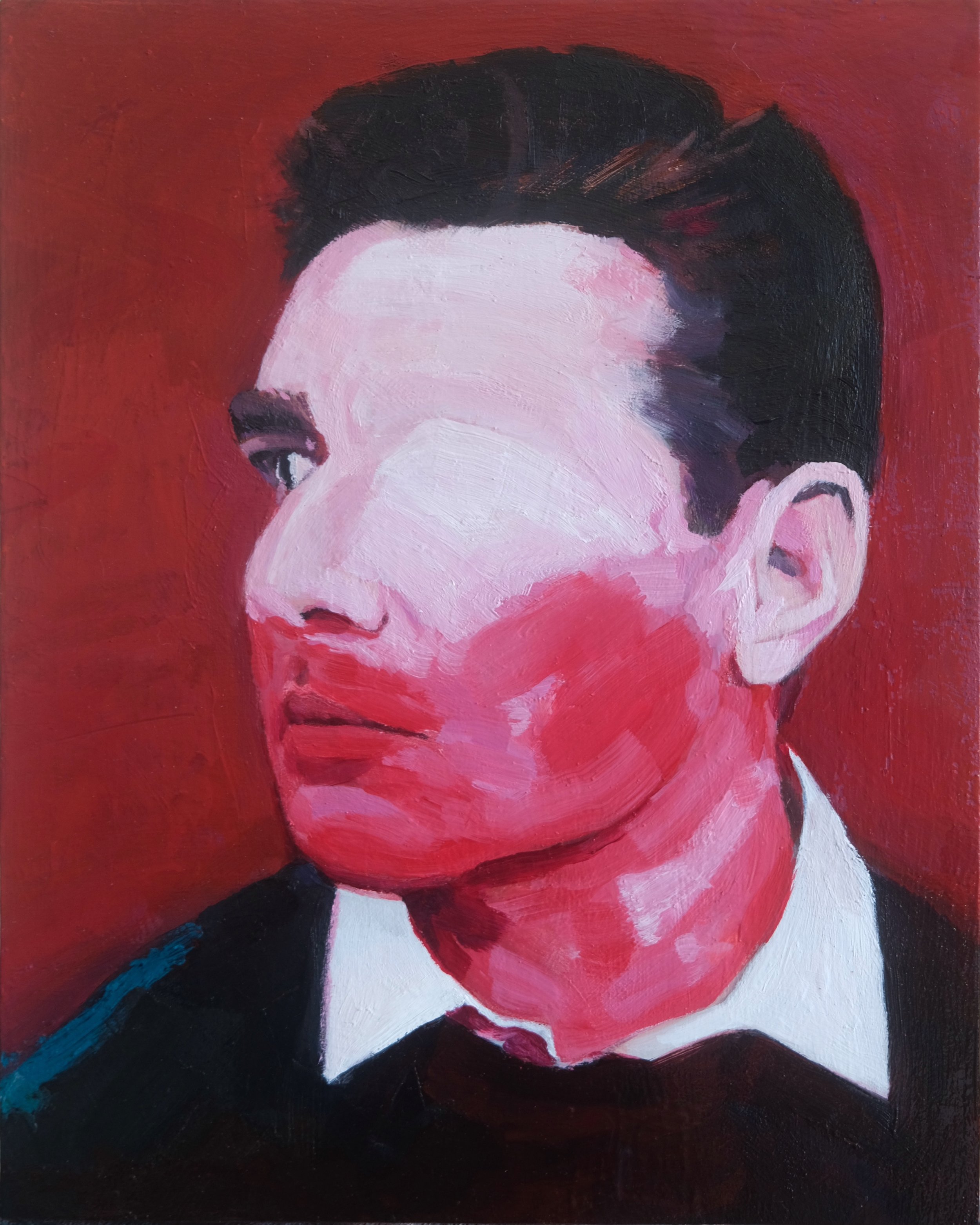 “Head Study II” 2024, Oil and Polymer on cradled wood panel 35.5x28.5cm.