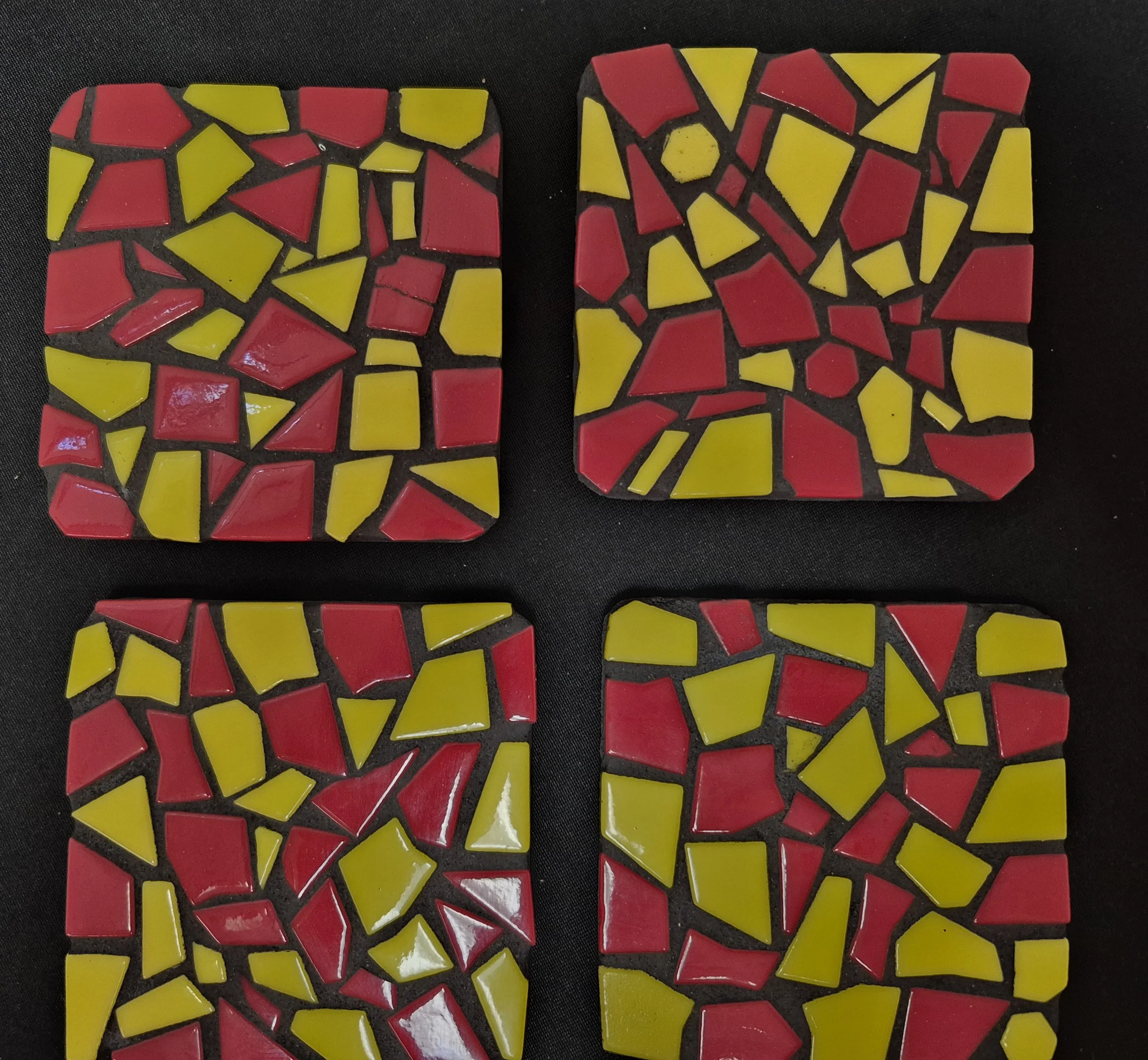 Red - Yellow Coasters - Set of 4 by Leah Mitchell