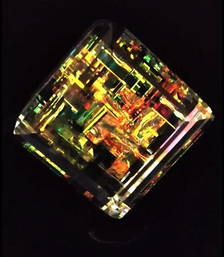 Ripple Rainbow2 Mixed Dichroic Glass Cube by Scott Sucher