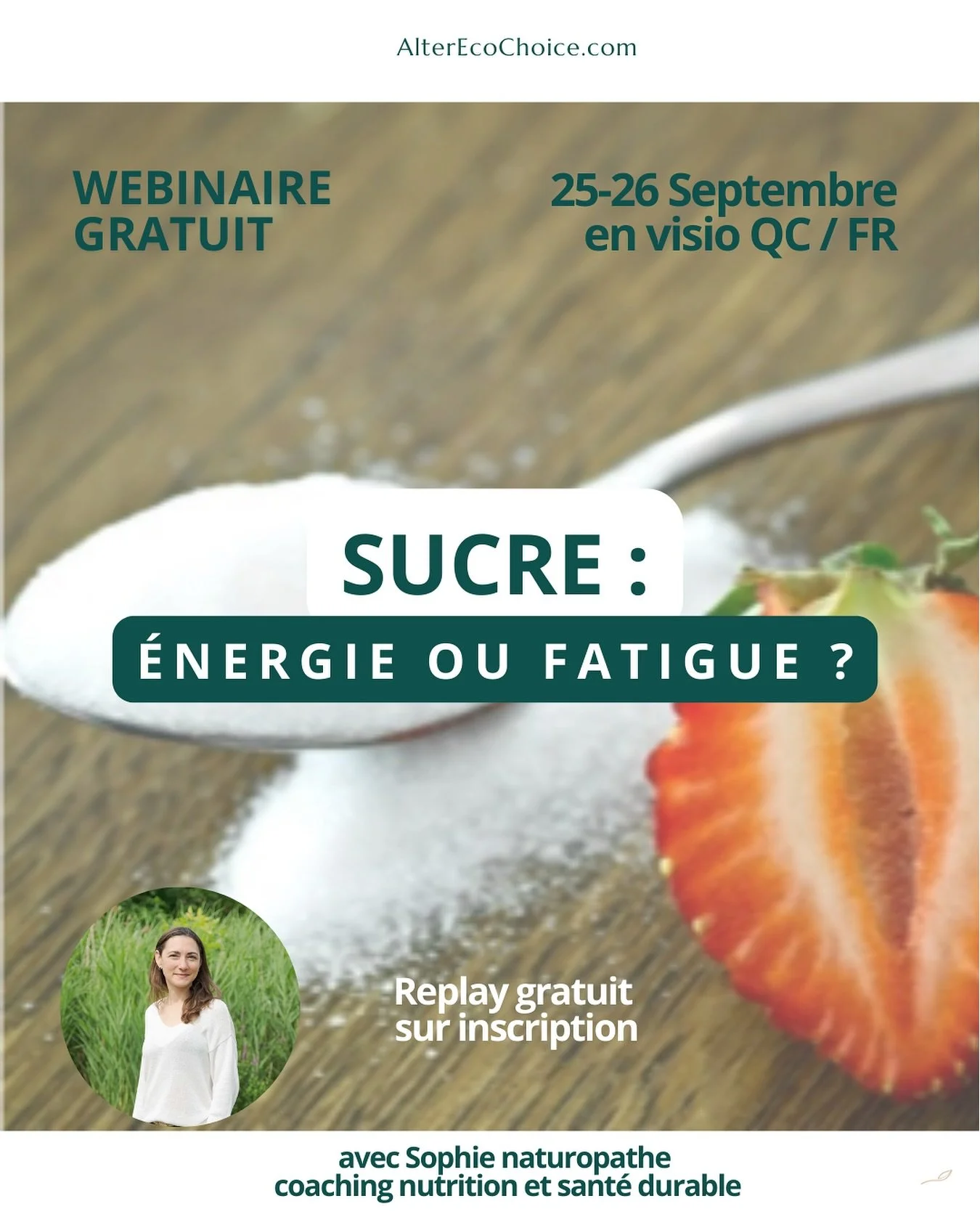 ✨ Nouveau webinaire gratuit ! ✨
🍭Sucre : &eacute;nergie ou fatigue ?

Tu te reconnais ?
😴 Coup de barre apr&egrave;s le d&eacute;jeuner
🙈 Envie de sucr&eacute; dans l&rsquo;apr&egrave;s-midi
🥱 Fatigue qui revient&hellip; malgr&eacute; ton caf&eac