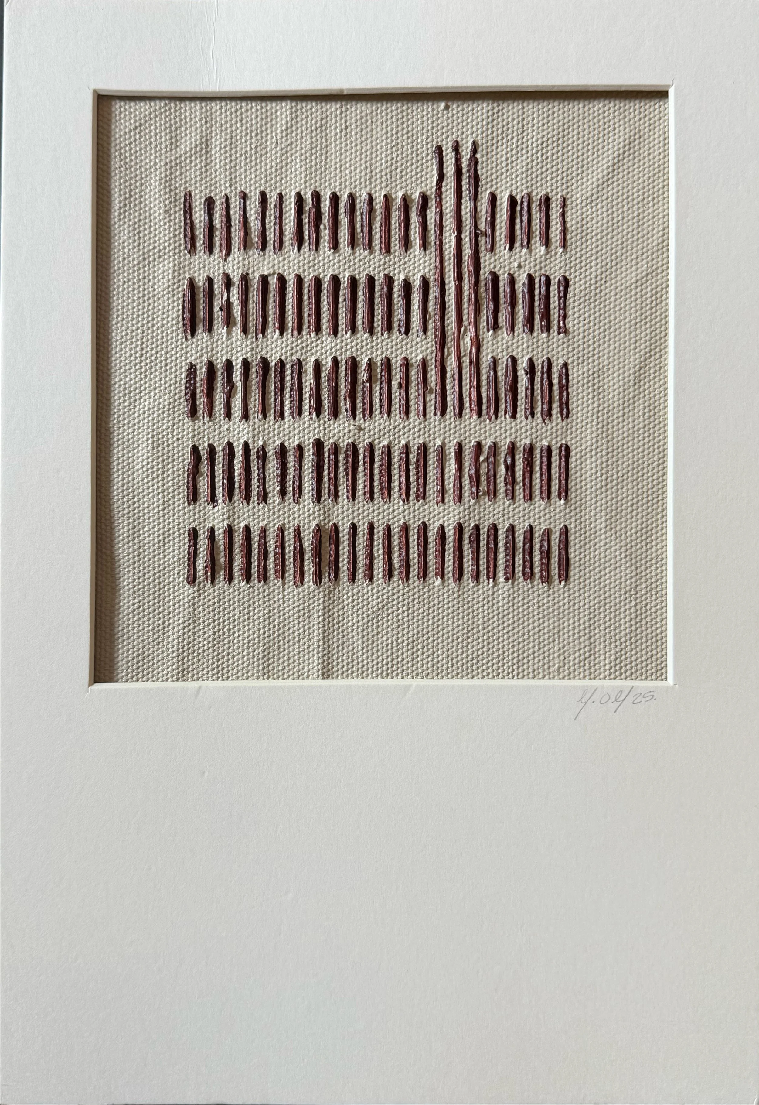 L#104.3
pasta con resina y pintura acrilico sobre tela.
24x20 (medida tela)
2025
$2,250