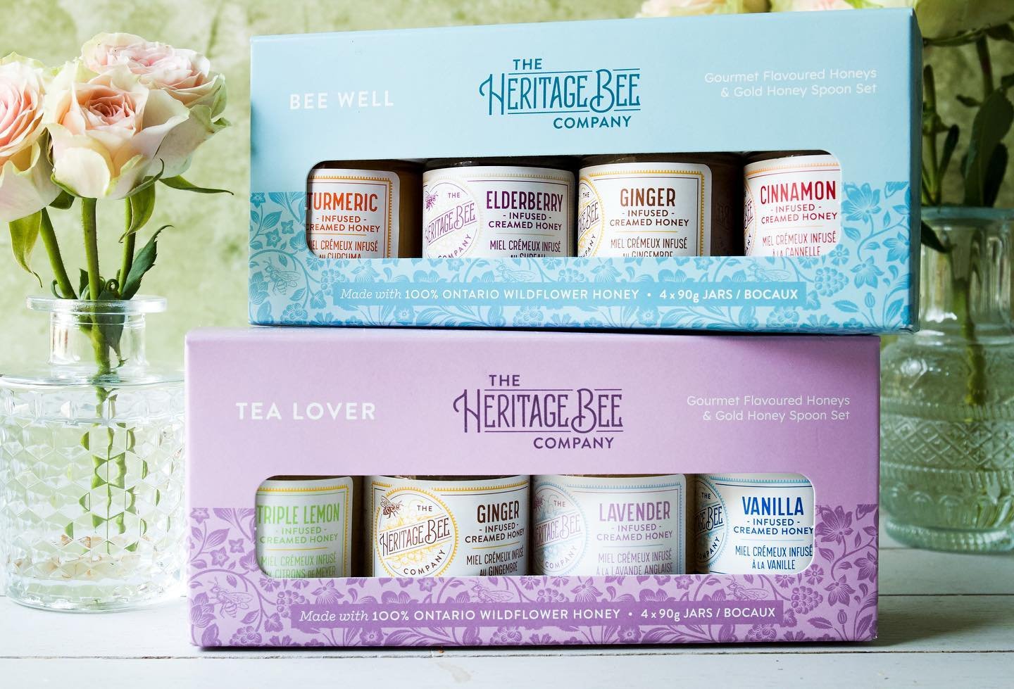 We are restocked on our absolute favourite honey from @heritagebeeco and have two gift sets now available! Aren&rsquo;t they absolutely gorgeous? 🌸🐝#ontariophotographer #canadianmade #madeincanada #northernontariophotographer #northernontarioliving