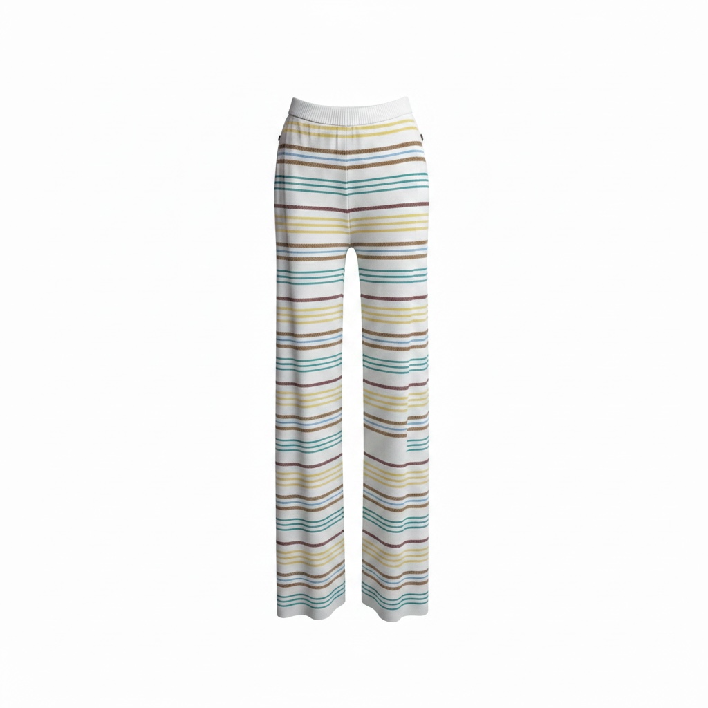 Pointelle Stripe Knit Trouser