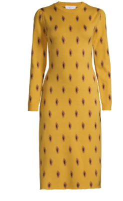 Tribal Dot Jacquard Midi Dress - Yellow Dot