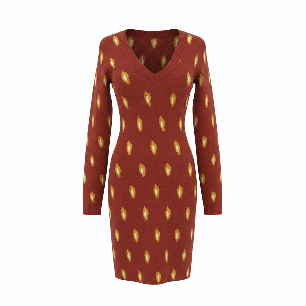 Tribal Print Midi Dress - Golden Dot
