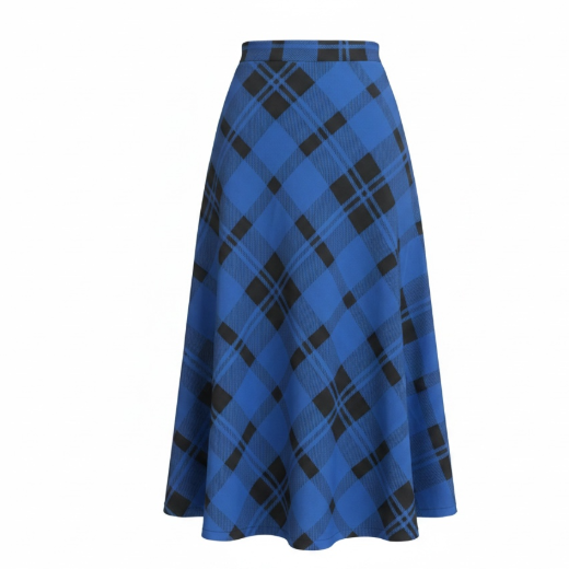 Sapphire Plaid Midi Skirt