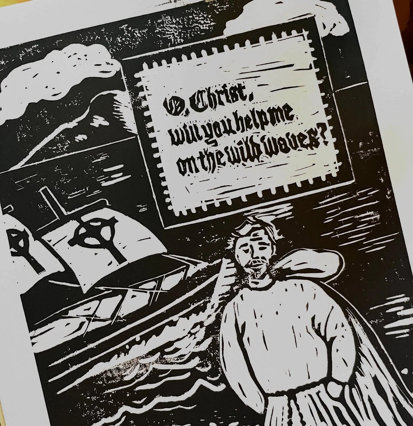 Celebrated our new members this Sunday with linocut prints and delicious cake! Grateful for these new members of our church family as we pray St Brendan&rsquo;s prayer together: &ldquo;O Christ, will you help me on the wild waves?&rdquo;
