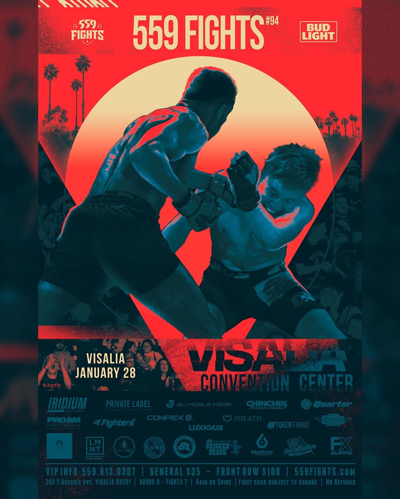 New marketing graphics for the 2023 season for the California amateur MMA promotion, 559 Fights. 

We wanted an update to last years style, while staying on brand, and making images that are attractive and communicate a level of quality to represent 