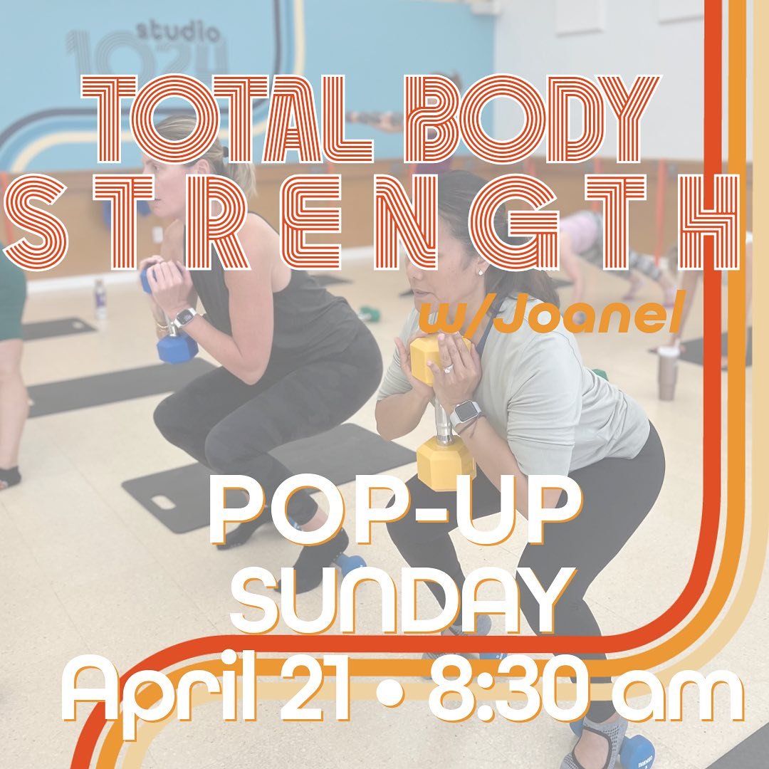 💪 Power Up Your Sunday with Total Body Strength! 💪

Join us THIS Sunday at 8:30 AM for a special pop-up class led by the fantastic Joanel Bernardo. Ready to challenge every muscle and kickstart your day with energy? This Total Body Strength class i