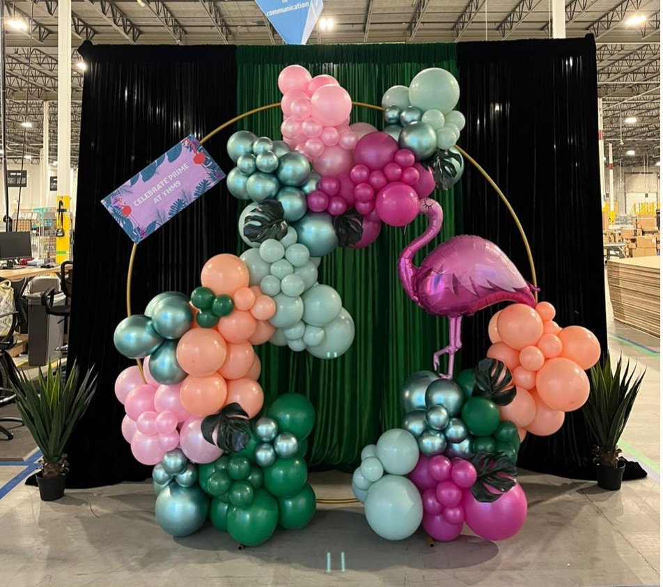 Tropical-themed / Flamingo-themed Balloons+ Backdrop Props