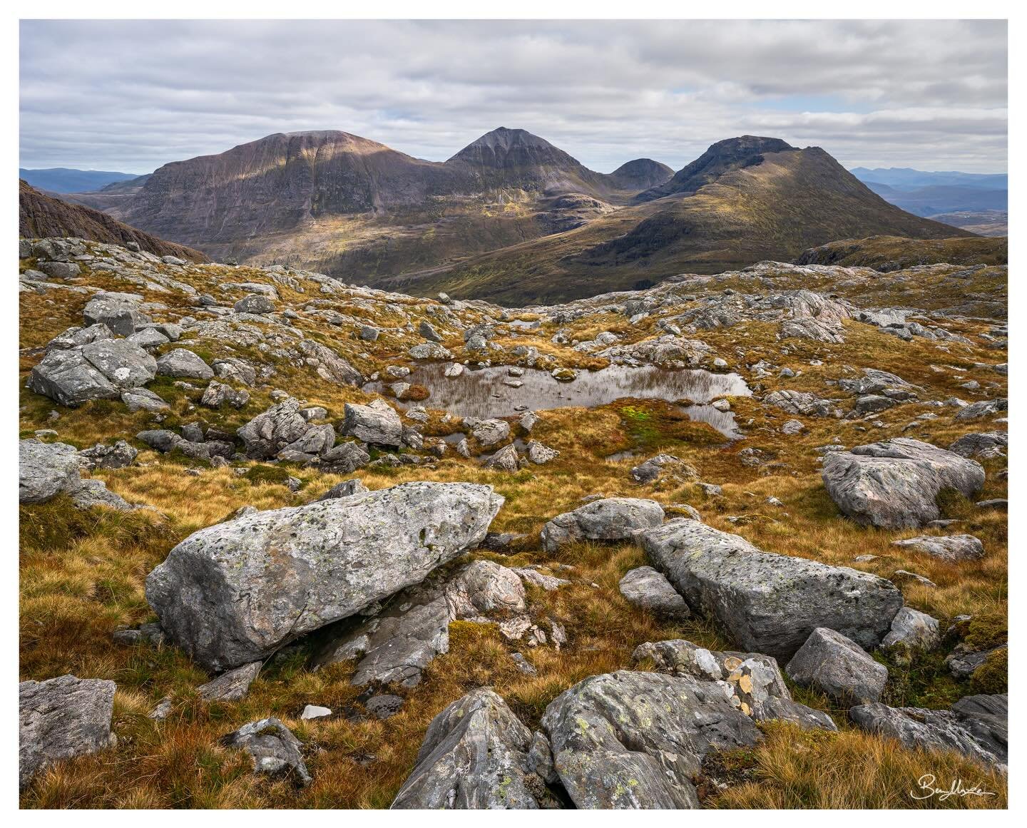 &lsquo;Boulderfield&rsquo; (2025)

A rather complex frame that @livingston.murray and I came across with our workshop group on our way to summit A&rsquo;Mhaighdean. We both noticed the midground tarn (or lochan) with those colourful mosses on the way