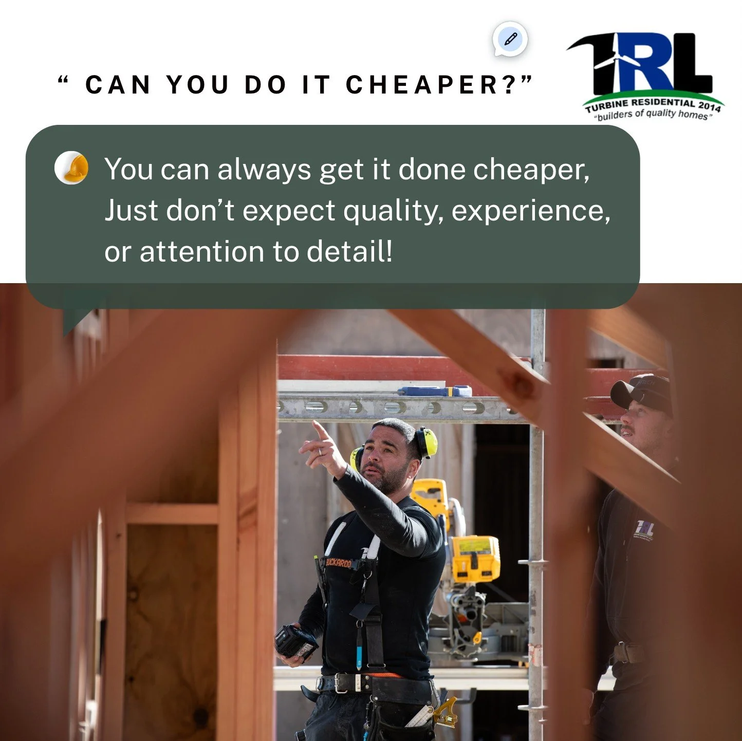 If someone walked into your workplace and said they were going to pay you less  or that you didn&rsquo;t deserve to be paid for your experience and expertise, how would that sit with you🤔

When you invest in your builder and their company, you&rsquo