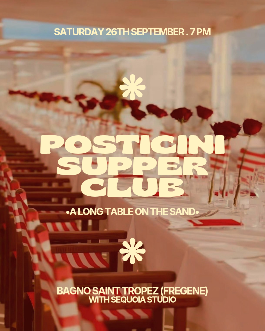 A long table on the sand