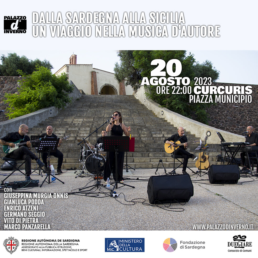 20 agosto Comune di Curcuris Un viaggio nella musica d'autore con @germanoseggio @giuseppina8034 @gianlucapodda68 @marcopanzarellabass @enryatzeni @vitodrummer 

#musicaitaliana  #concerto #MusicaSarda #MusicaLocale #Cagliari #Oristano #Sassari #Nuor