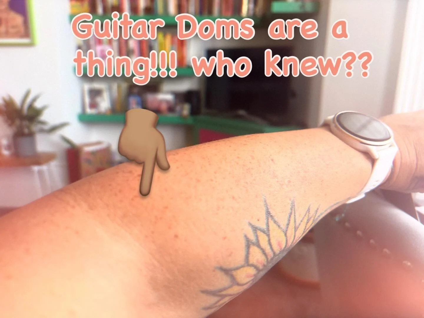 What is this? My very freckly left forearm? Yes! My lovely new Garmin watch? Why indeed! But more than that friends, much more&hellip; I have been playing so much guitar of late that I have &ldquo;guitar doms&rdquo; and I didn&rsquo;t know that they 