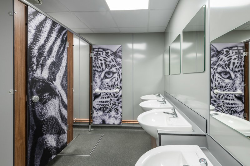 ambulent image printed toilet cubicle door, vanity unit unit with sinks at banham zoo.jpg