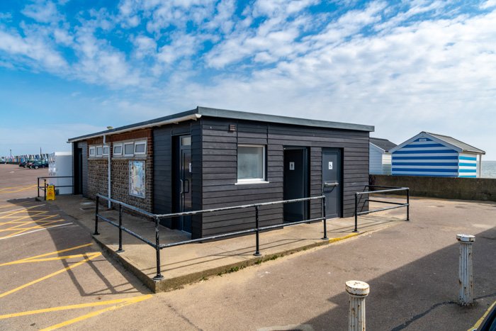 outside of southwold pier public toilets building with grey wood effect cladding.jpg
