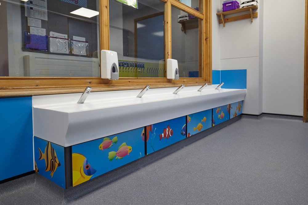  a hand wash area at a primary school washroom refurb 