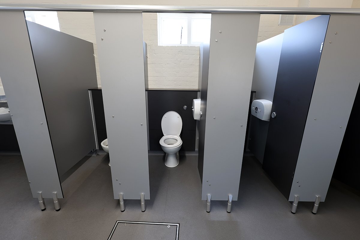 Open cubicles with toilets and push flushes at Ascot Racecourse.jpg