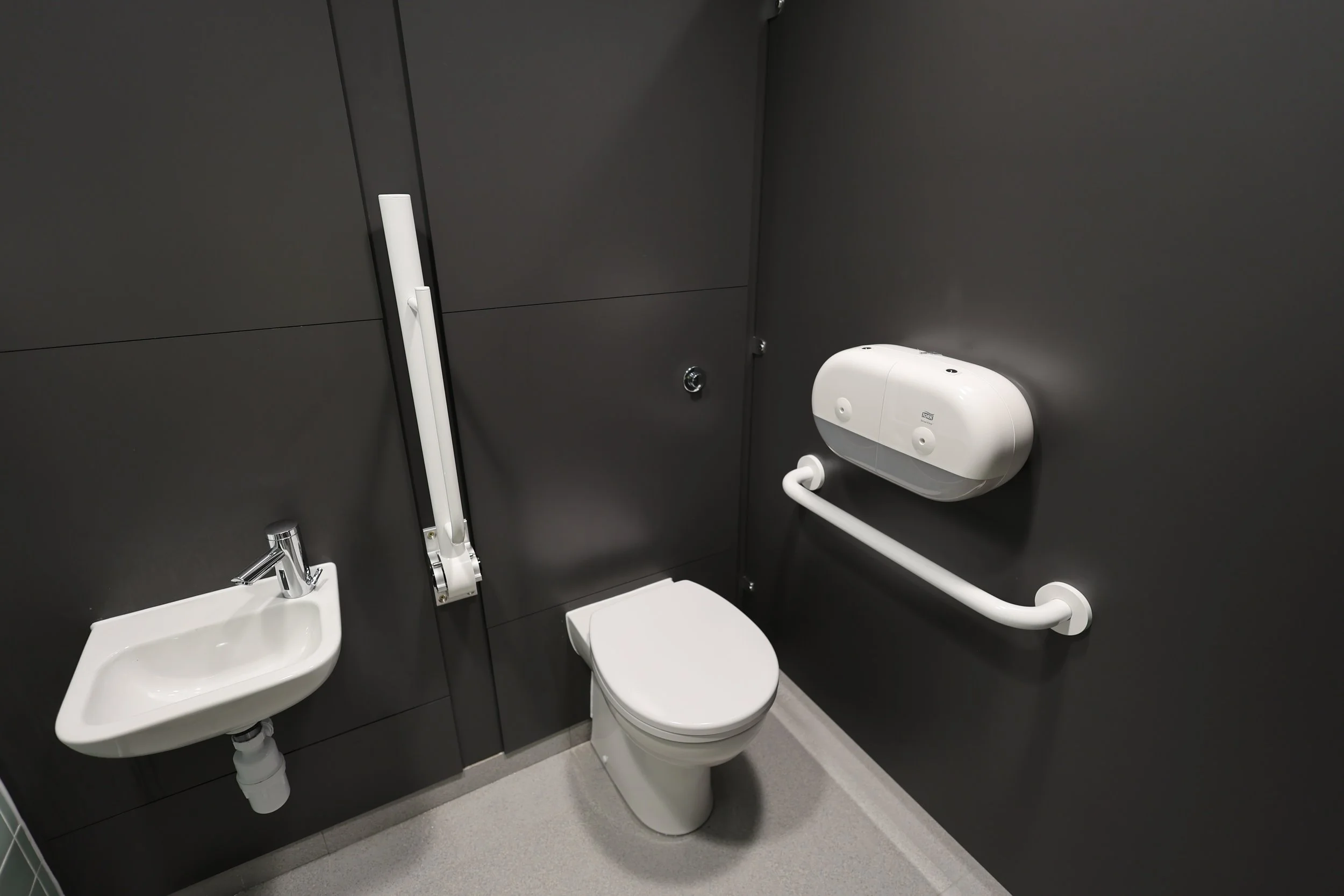 Accessible toilet cubicles at Excel London.jpg