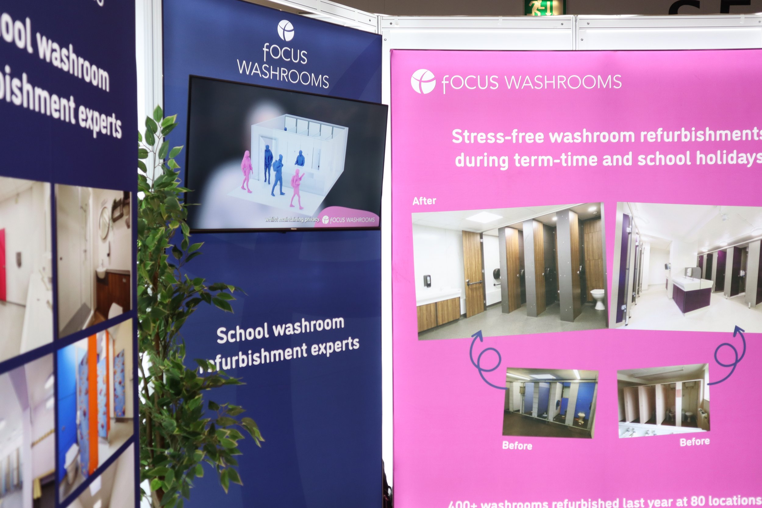 Focus washrooms display at the Schools and Academies Show 2026