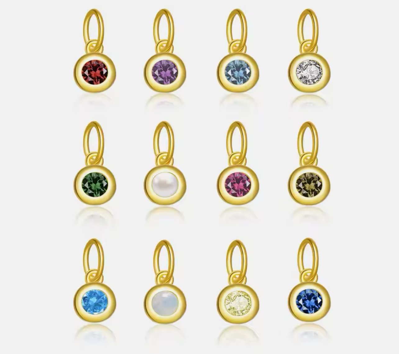 Stoned Birthstone Charm Pendant