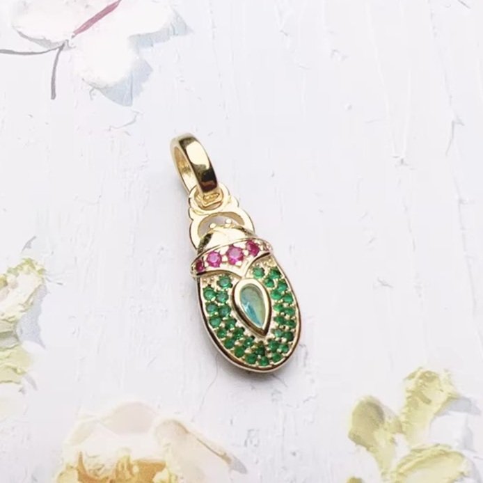 Stoned Scarab Beetle Charm Pendant Drop