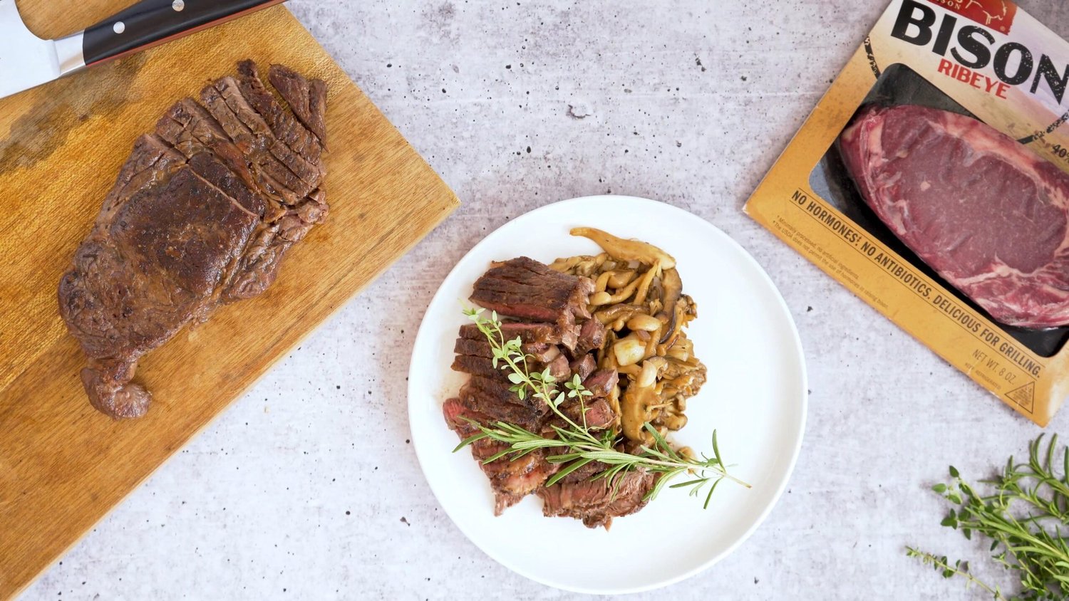 PAN-SEARED BISON RIBEYE WITH ROASTED MUSHROOMS — HighPlainsBison.com