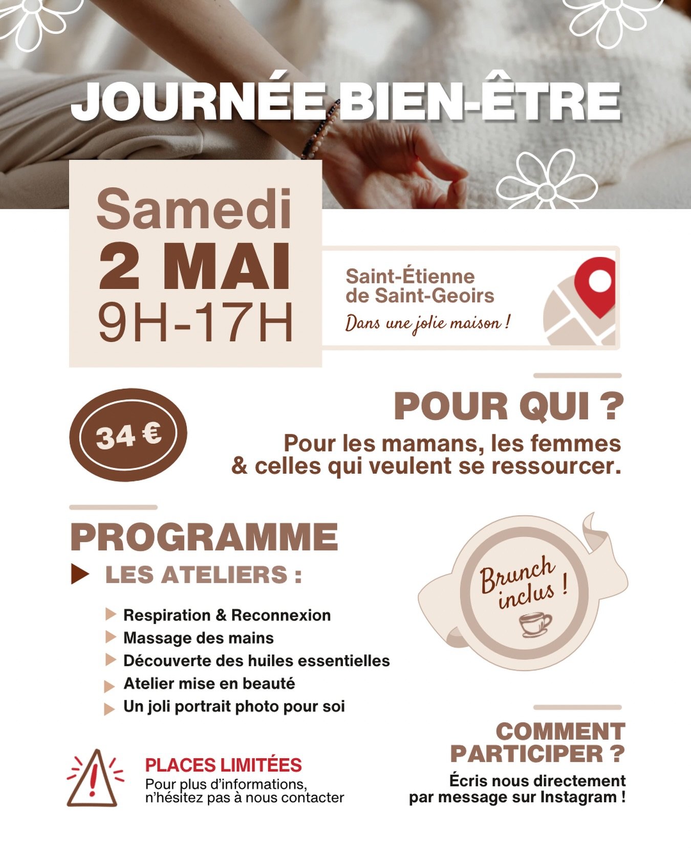 Nous sommes heureuses de vous annoncer la 1&egrave;re &eacute;dition d&rsquo;une journ&eacute;e pens&eacute;e pour les femmes, les mamans, qui ressentent le besoin de s&rsquo;offrir une vraie parenth&egrave;se pour elles.

Une journ&eacute;e pour ral