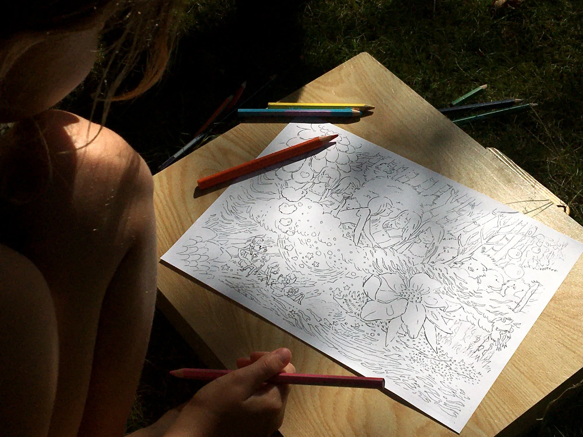 Coloriage sur l’herbe