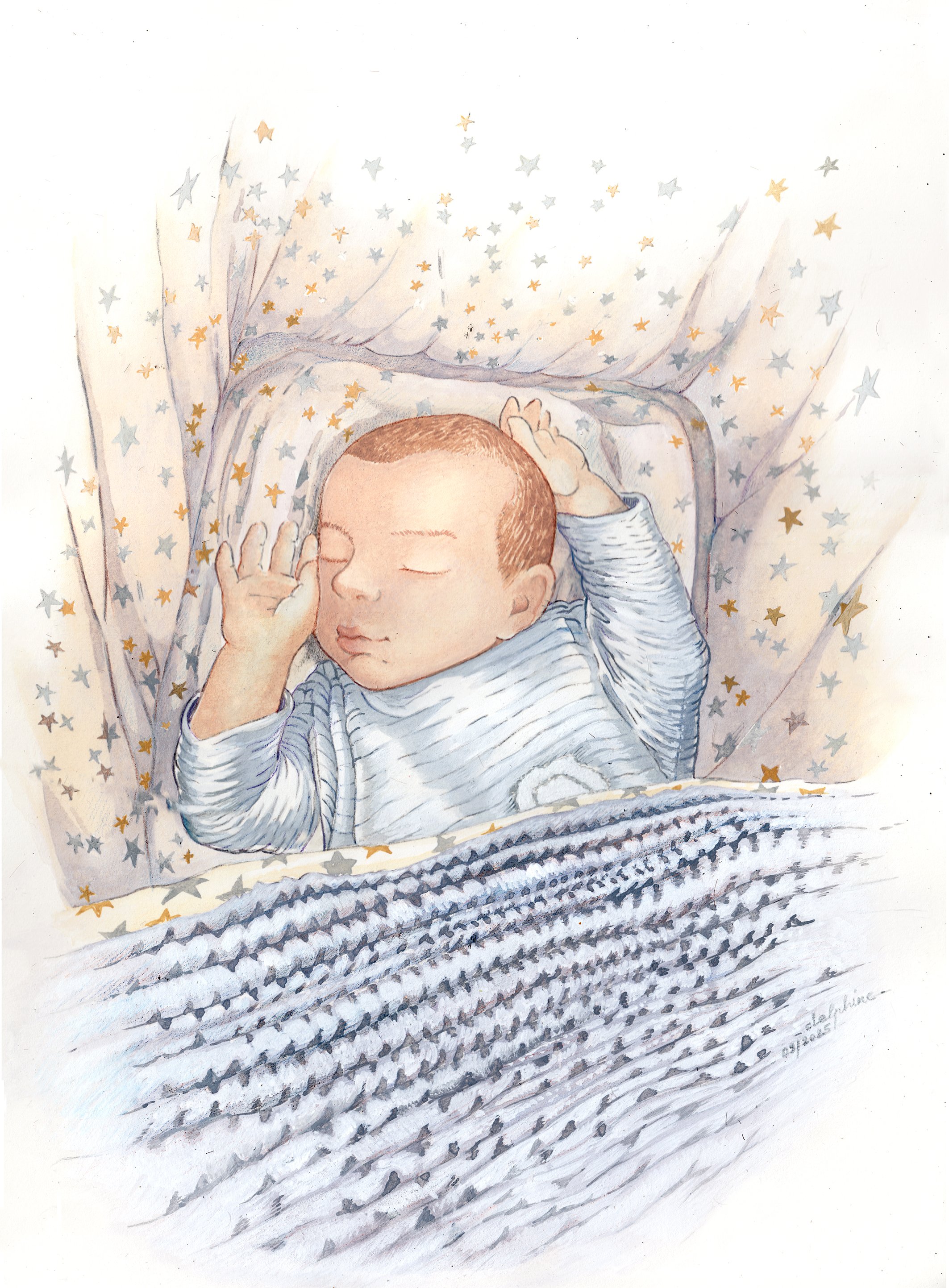 portrait bébé dessin, illustration personnalisée