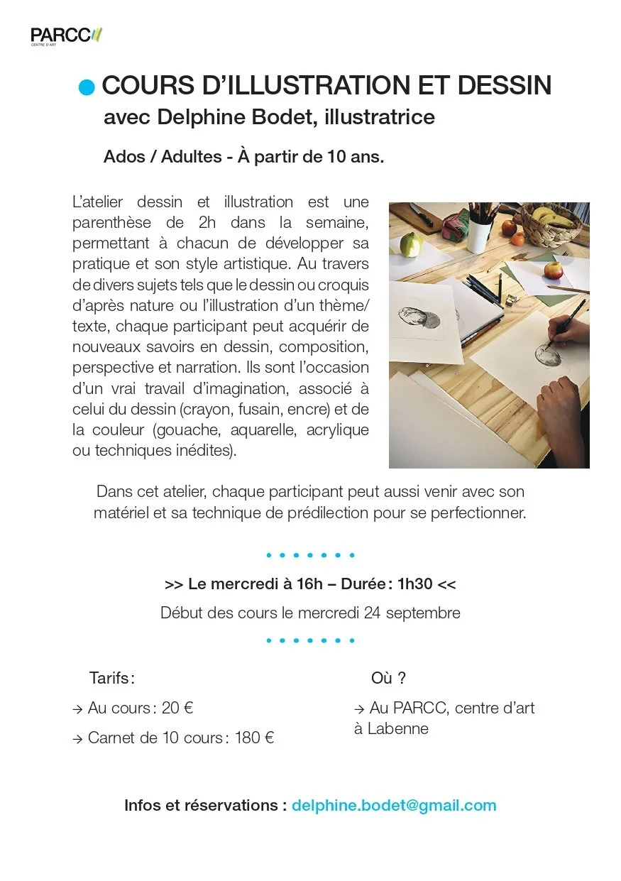 atelier illustration et dessin au PARCC de Labenne