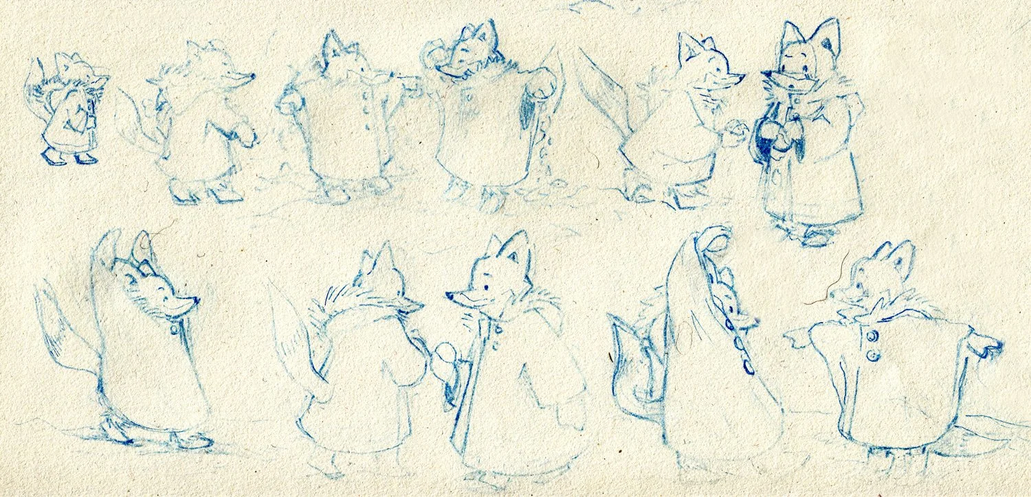 Fox playing in the snow – character research for a children’s book project