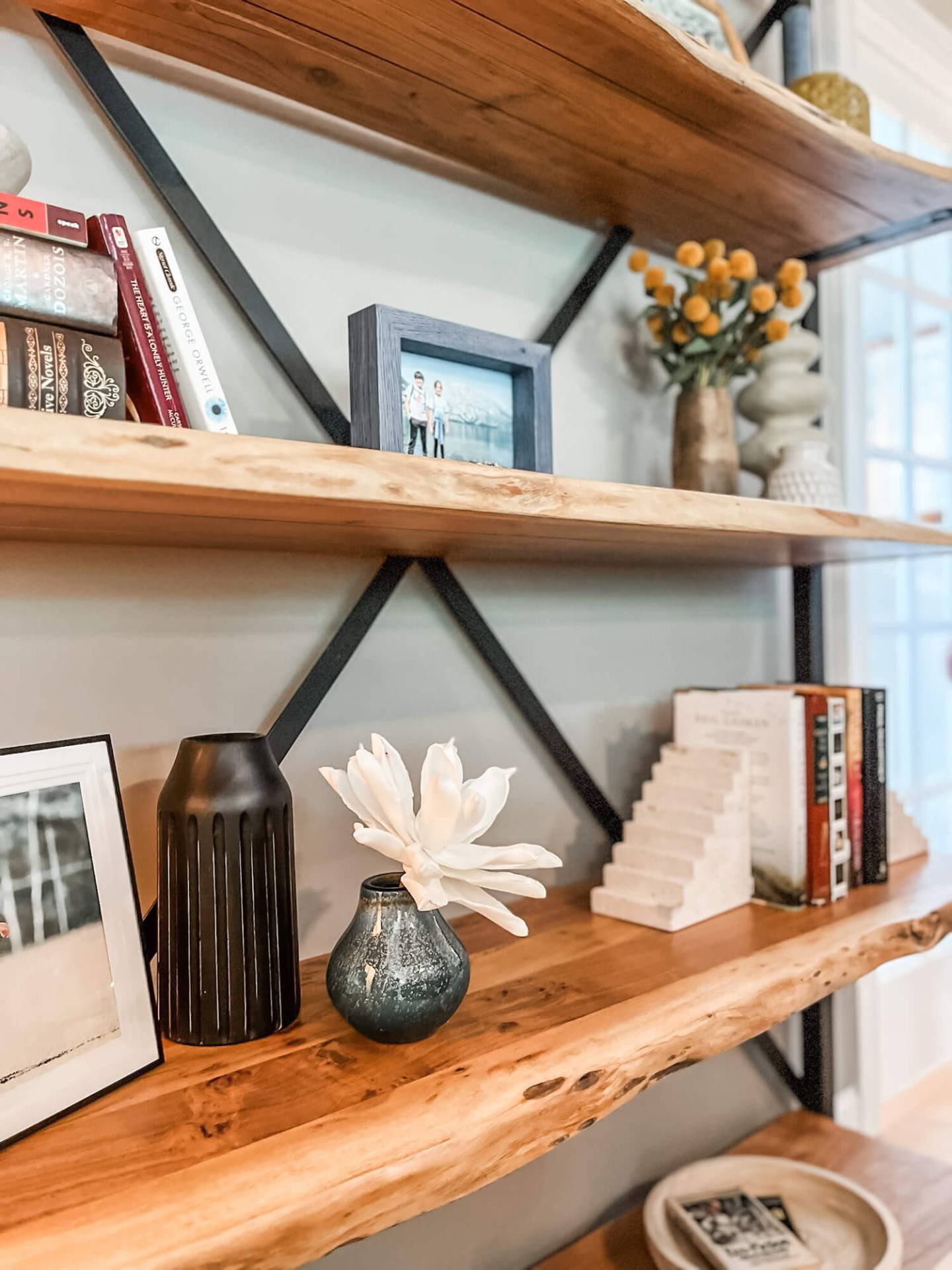 A LITTLE STYLING GOES A LONG WAY. Shelf styling is one of my favorite ways to elevate and personalize a small space. It&rsquo;s all about balance: that perfect combination of textures, heights, and meaningful pieces to create something that feels cur