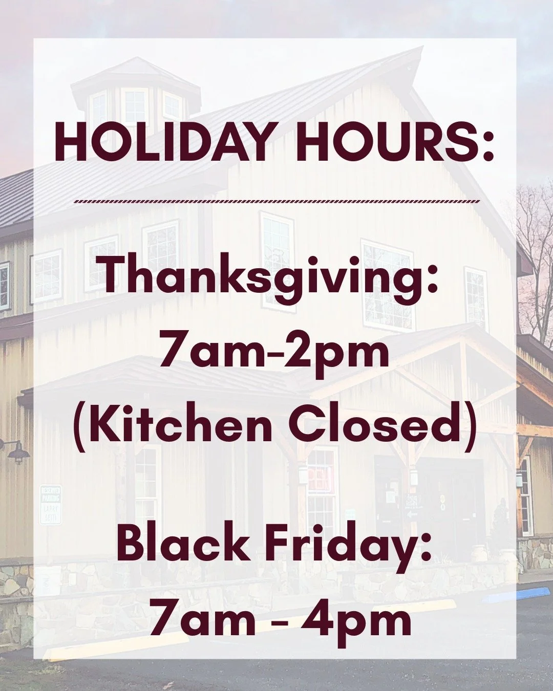 A reminder that we will operate on limited hours today and tomorrow. Happy Thanksgiving!🦃