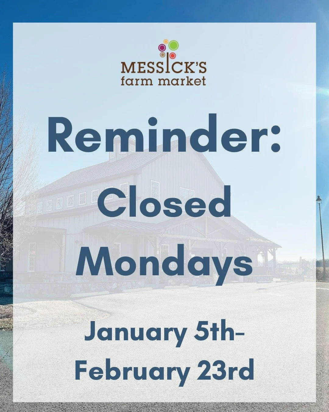 A reminder that we will be closed every Monday in January and February.❄️
Thank you for your support!