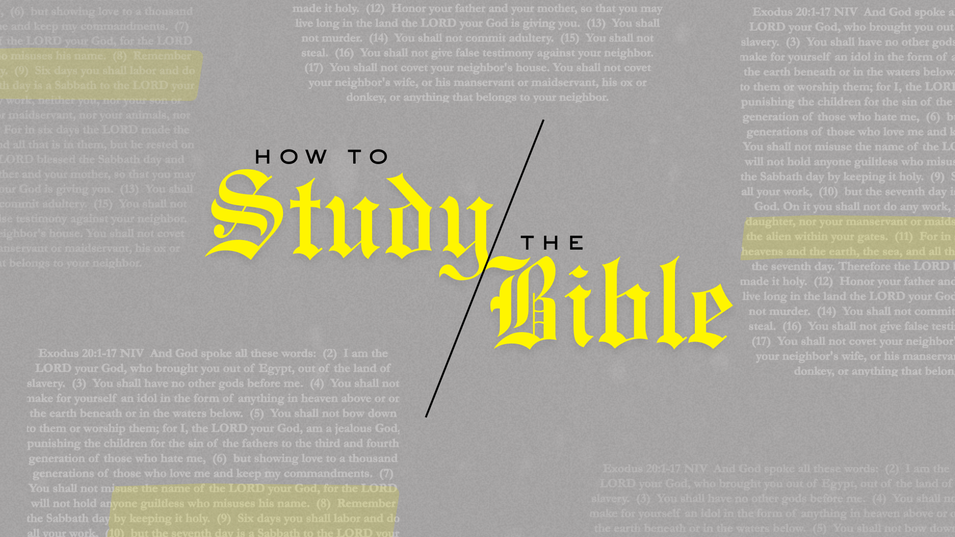 How to Study the Bible - August 6th Session