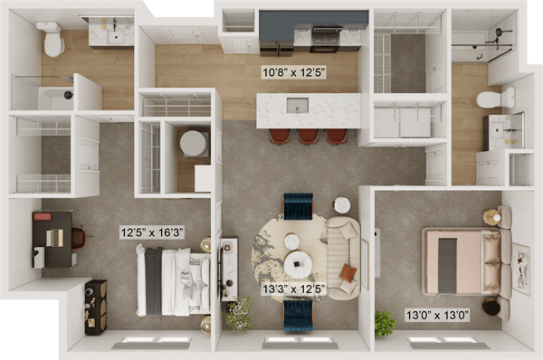 Gateway Lofts Lexington Keeneland floor plan, 1,197 square feet, 2 bed 2 bath in Lexington, KY