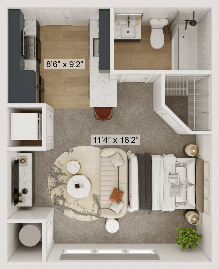 Gateway Lofts Lexington Young studio floor plan, 454 square feet, studio 1 bath in Lexington, KY