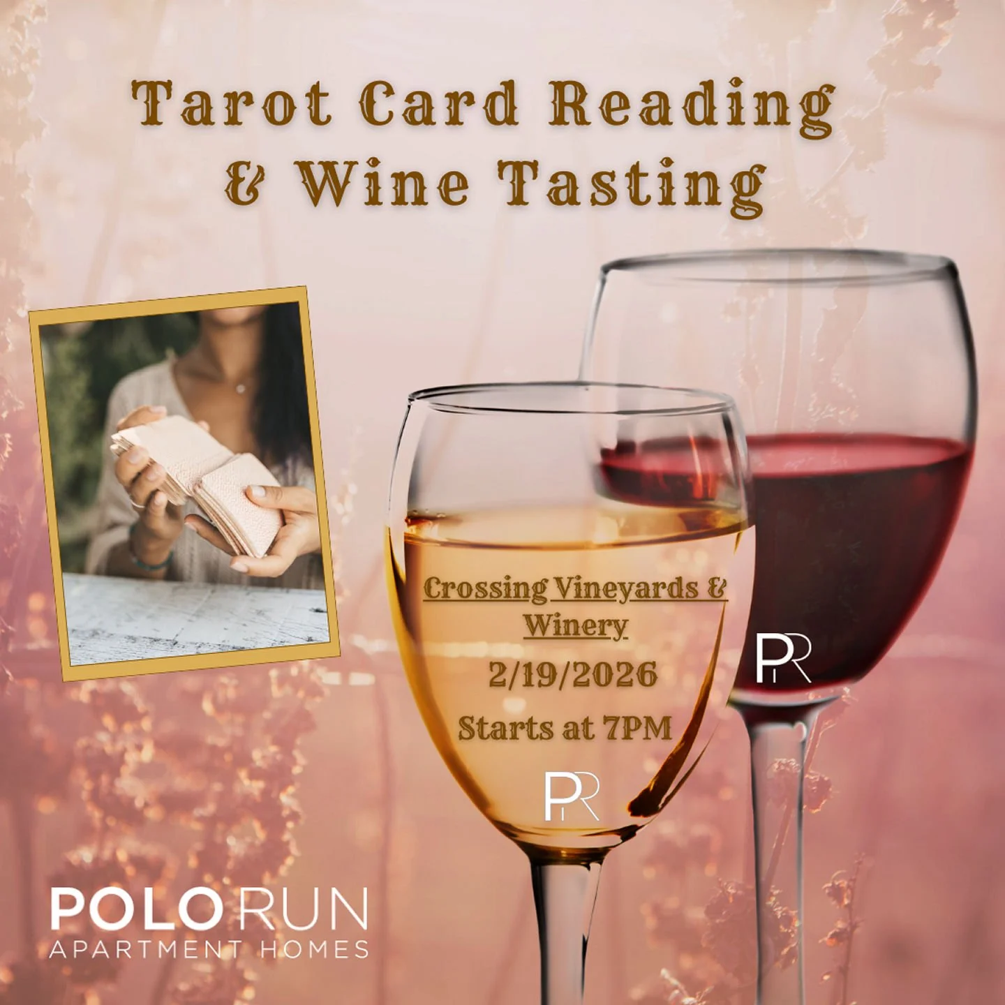 Living at Polo Run Apartment Homes puts the best of Bucks County right outside your door!

Have a fun night out at Crossing Vineyards &amp; Winery🍷
Enjoy wine tasting, dessert and a private Tarot Card reading.

Reservations are a must!
See website f