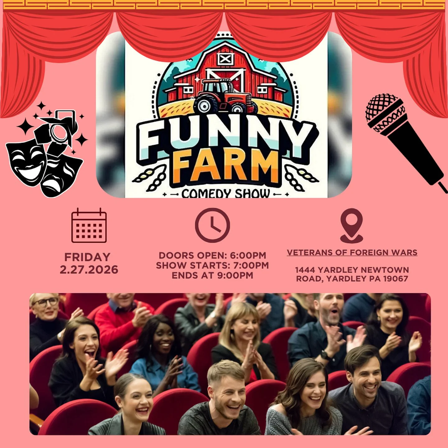 🎭 Get Ready to Laugh, Yardley! 🎭

When you live at Polo Run Apartment Homes, 
you'll find excitement and community around every corner!

Join the fun this Friday for a hilarious evening 
at the Funny Farm Comedy Show! Enjoy a night 
full of laughs,